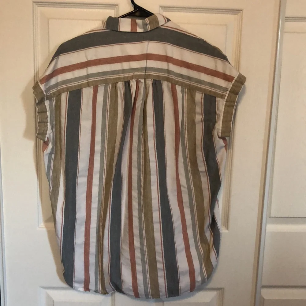 MADEWELL Central Tunic Shirt in Gillman Stripe Button Down Short Sleeve Small - Picture 5 of 7